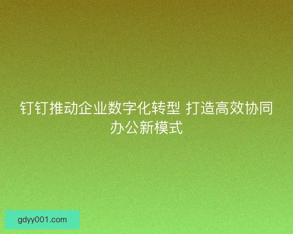 钉钉推动企业数字化转型 打造高效协同办公新模式