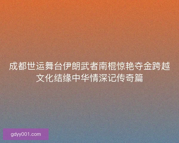 成都世运舞台伊朗武者南棍惊艳夺金跨越文化结缘中华情深记传奇篇