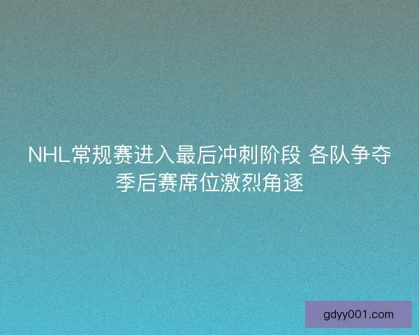 NHL常规赛进入最后冲刺阶段 各队争夺季后赛席位激烈角逐