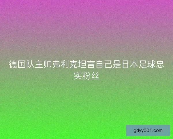 德国队主帅弗利克坦言自己是日本足球忠实粉丝 德国队主帅弗利克坦言自己是日本足球忠实粉丝